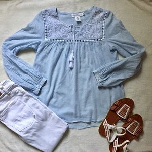 H&M Embroidered Peasant Top