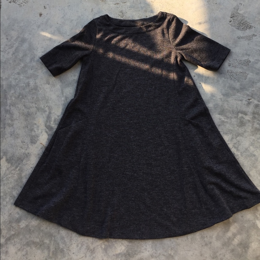 Gray A-Line Flowy Dress with Pockets