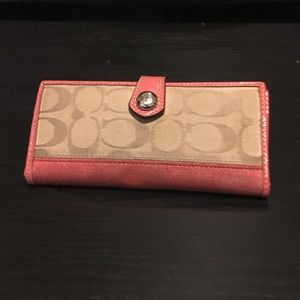 Pink and tan Coach Wallet