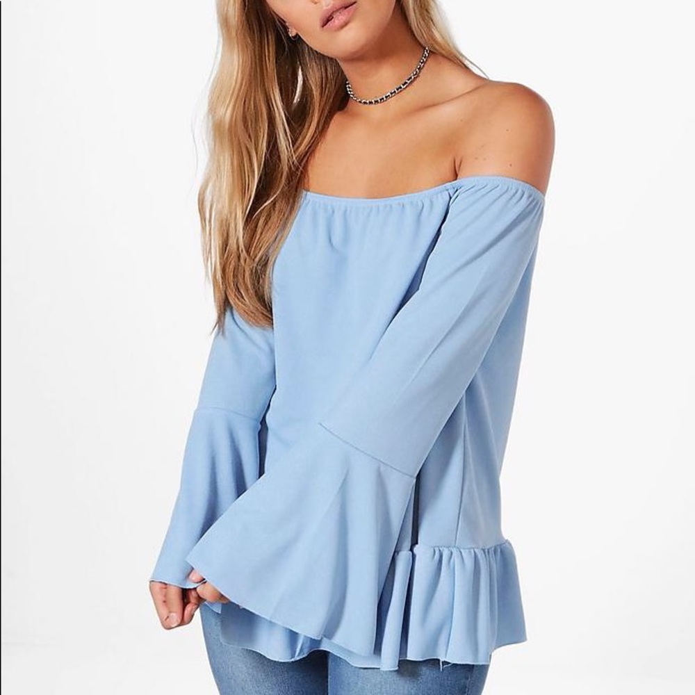 Boohoo- Sophia Off The Shoulder Flare Sleeve Top