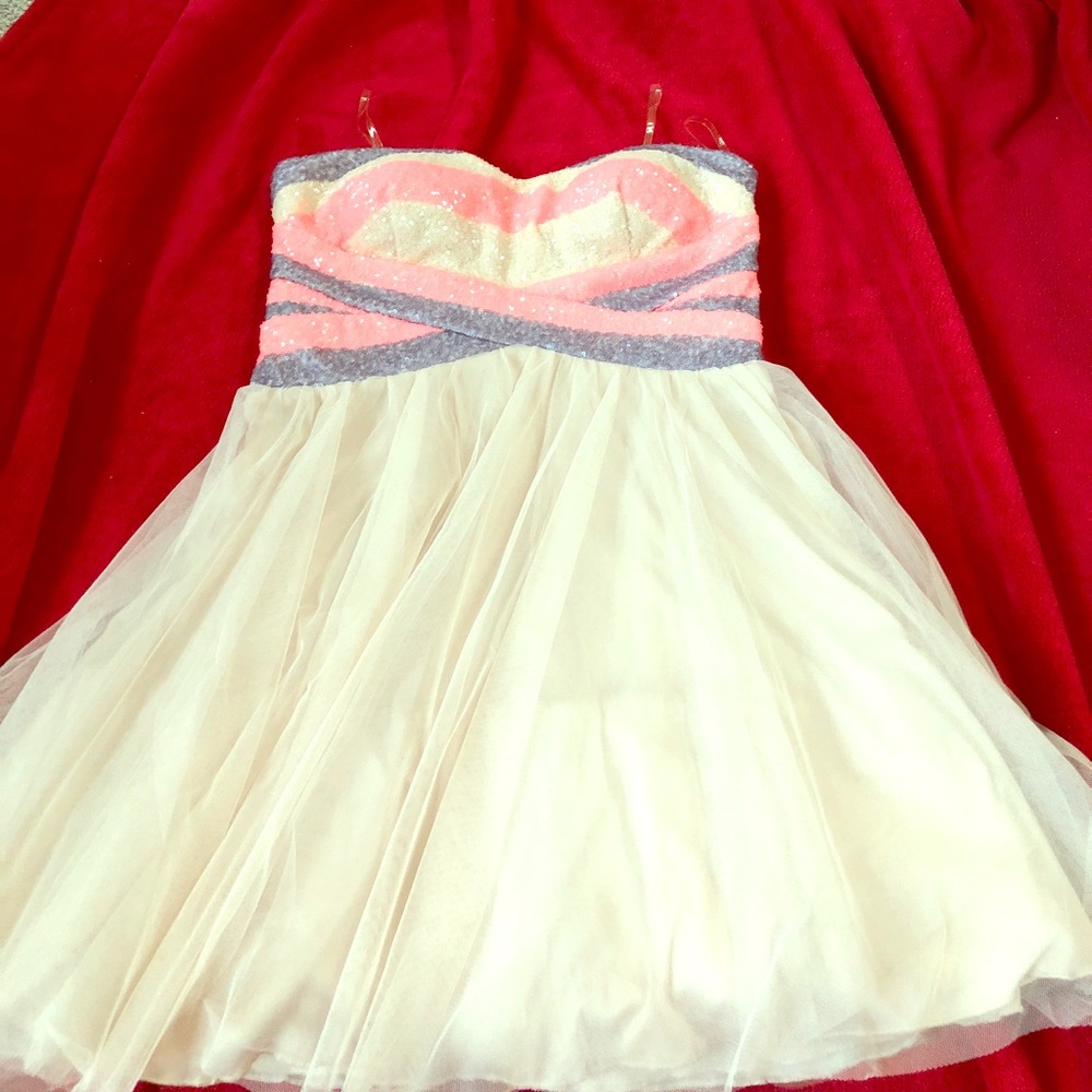 Strapless sequin/tule dress