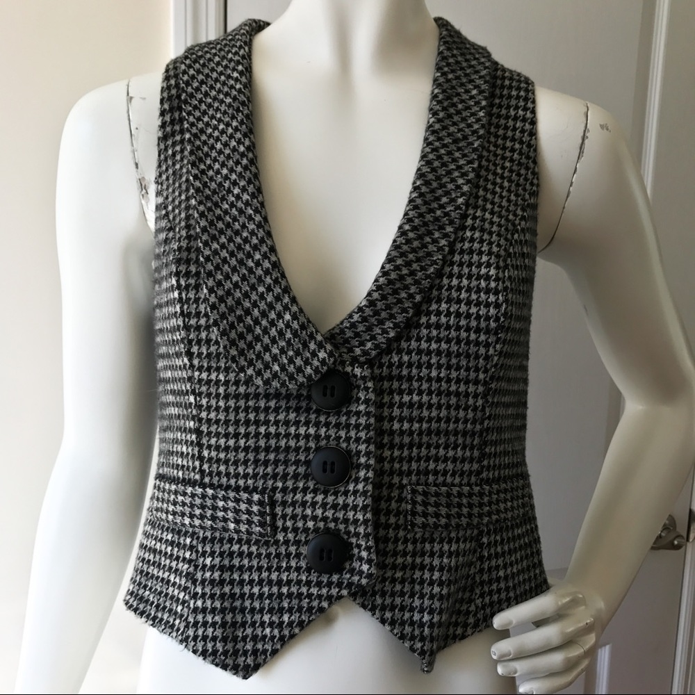 Ella Moss Black Grey Houndstooth Vest S 4 6