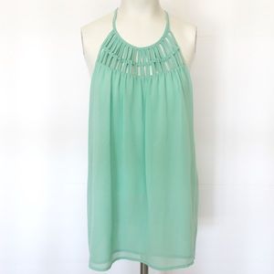Francesca's Alya Mint Green Sleeveless Blouse Sz S