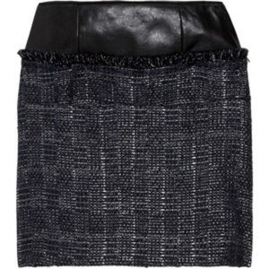 Theyskens' Theory Frey leather & tweed mini skirt