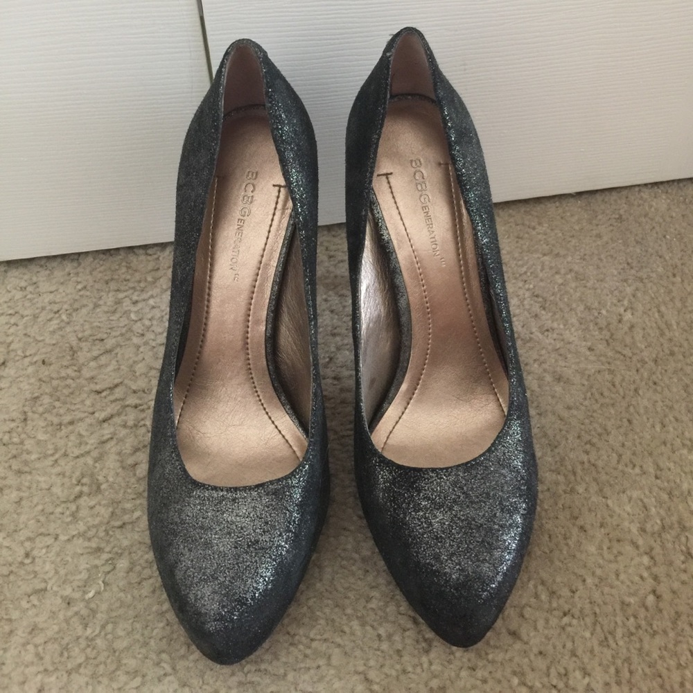 BCBGeneration BG Parade Black Sparkle heels 7.5