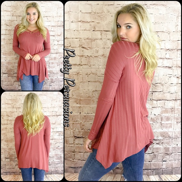 NWT Mauve Strappy Neck Long Sleeve Tunic Top - Picture 2 of 5