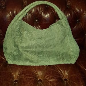 devi krodell teal python leather bag