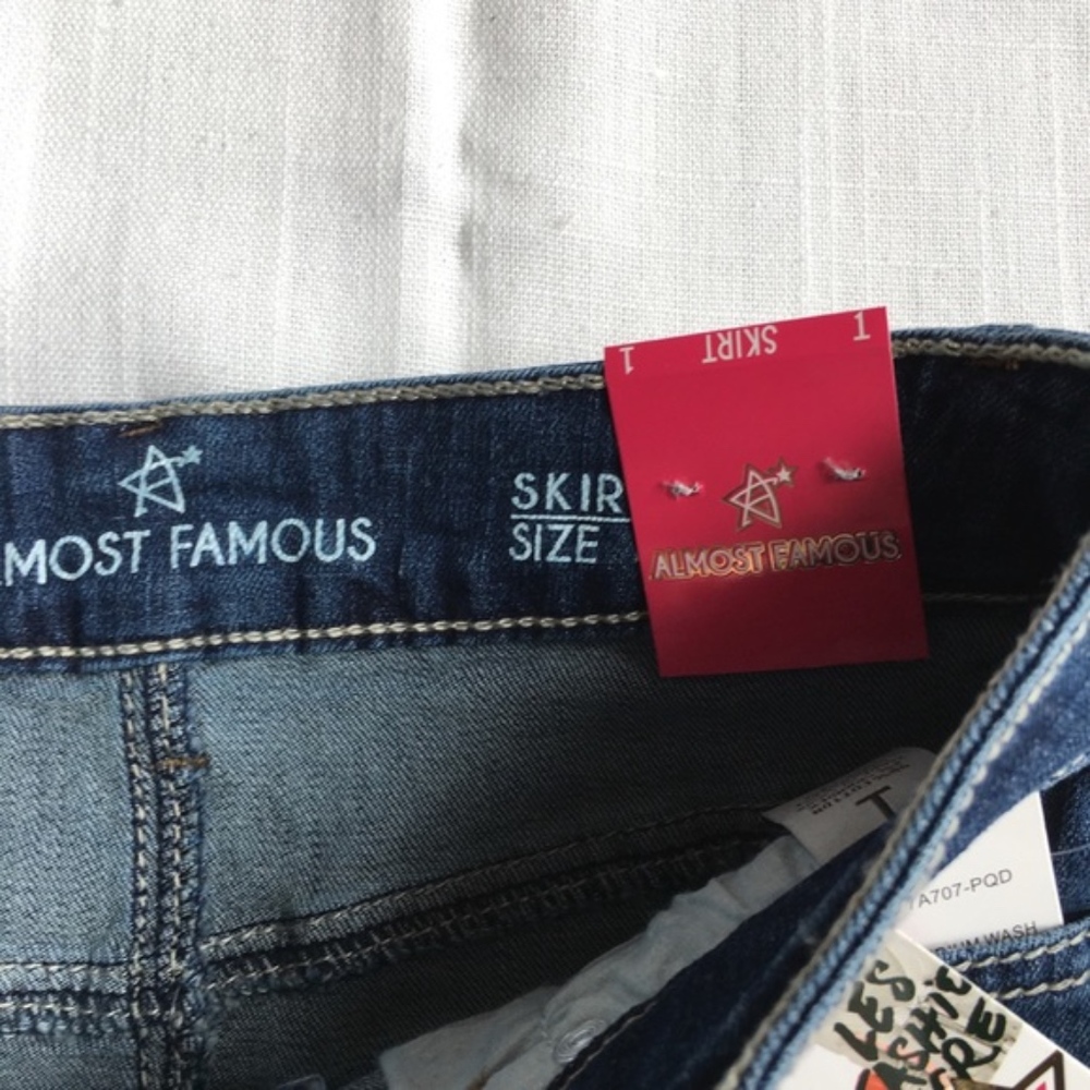 Almost Famous Denim Frayed Hem Mini Skirt - Picture 3 of 5