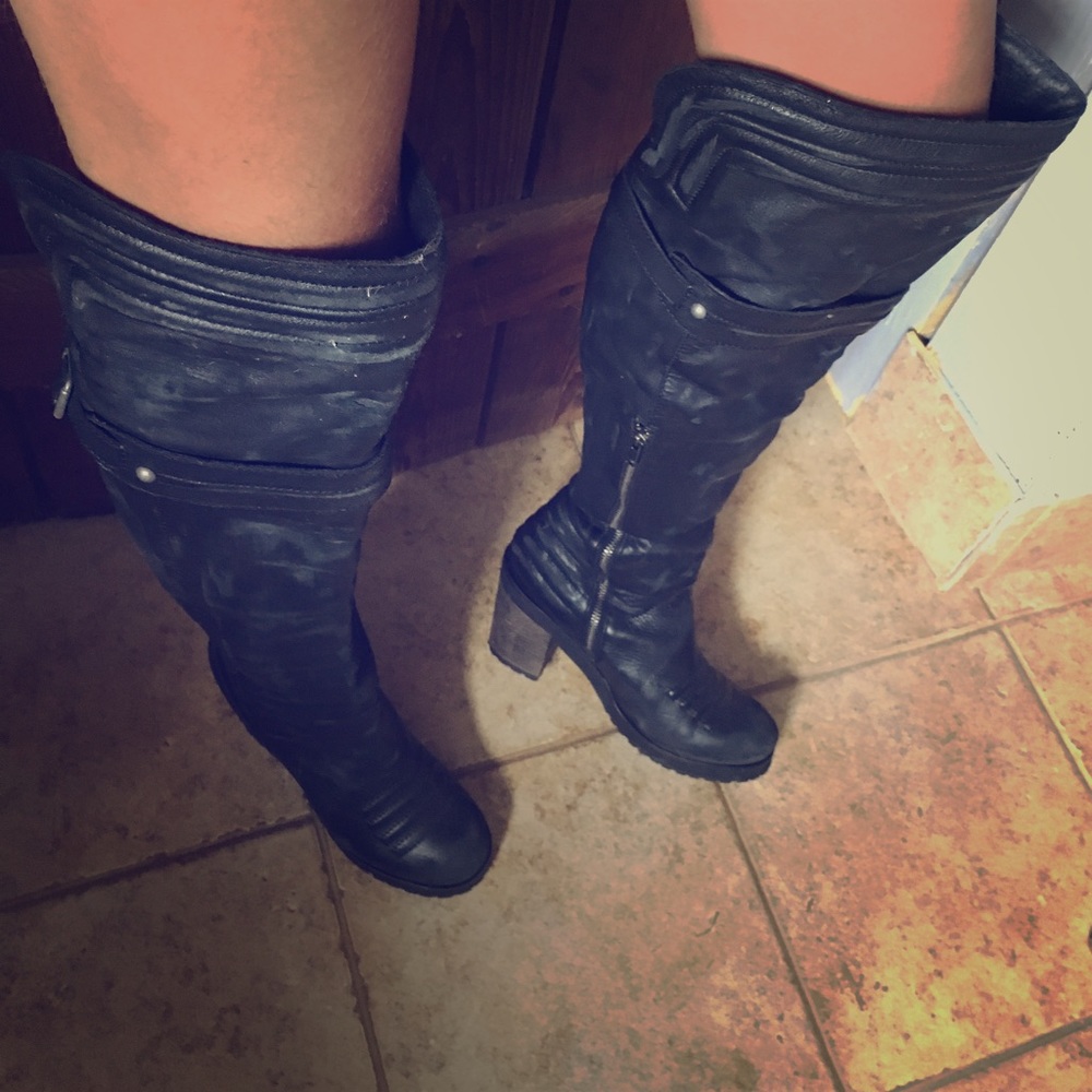 Thigh high leather healed boots free people
