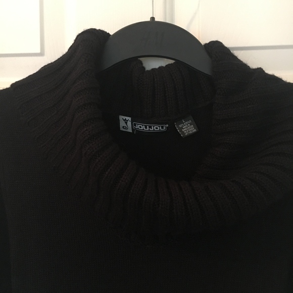 Black wool blend, cowl neck black dress. - Picture 3 of 4