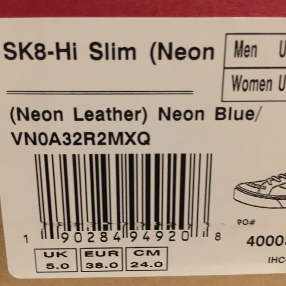 Vans Leather SK8-Hi Slim Neon Leather Neon Blue - Picture 5 of 5