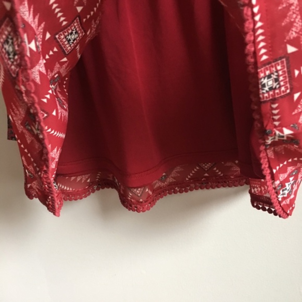 Wallflower Burgundy Chiffon Print Mini Skirt - Picture 3 of 3