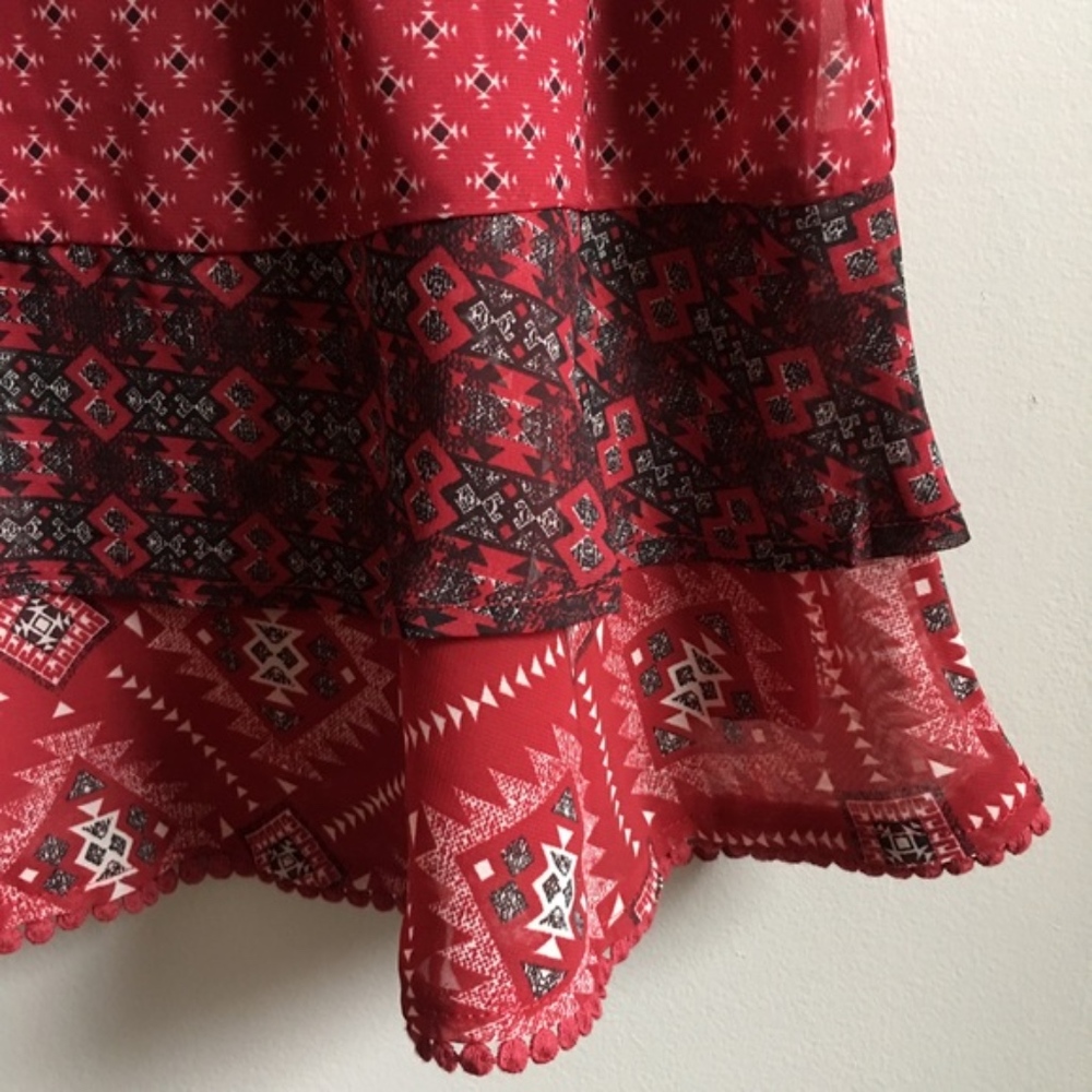 Wallflower Burgundy Chiffon Print Mini Skirt - Picture 2 of 3