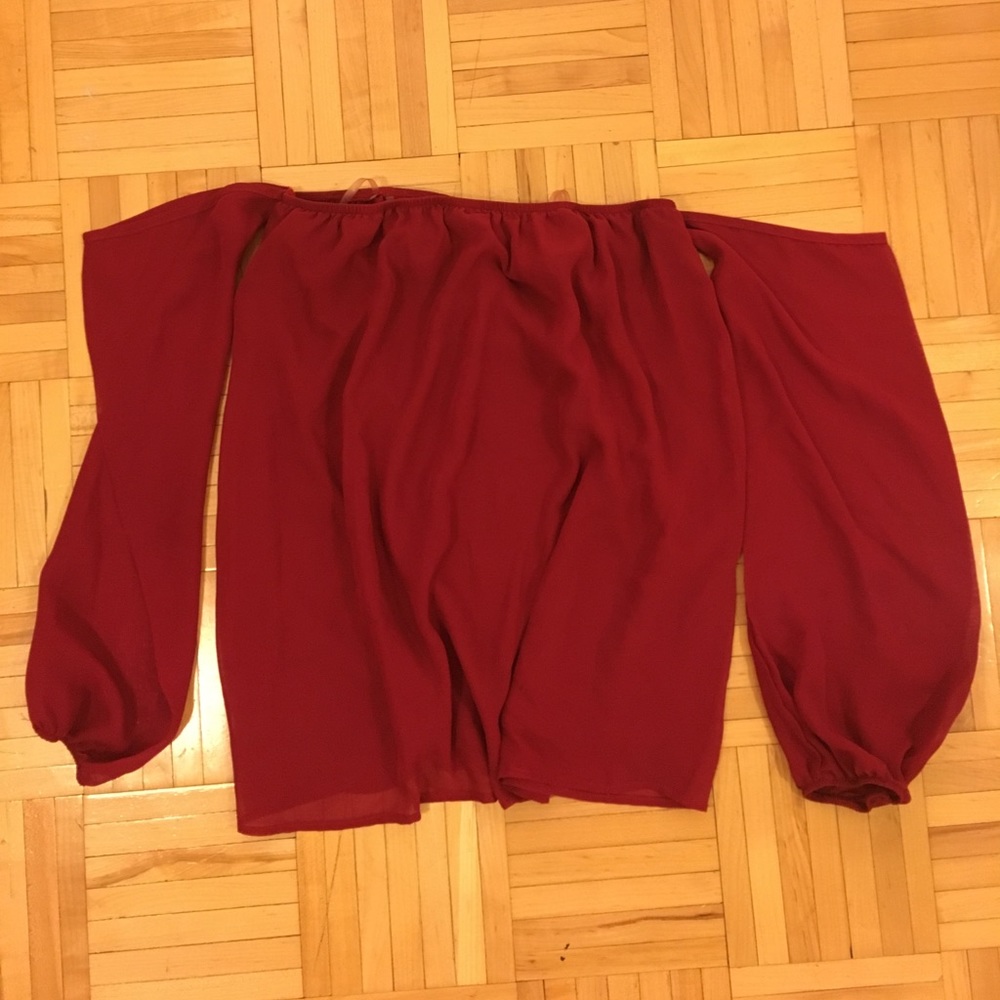 Tobi red off-shoulder shirt