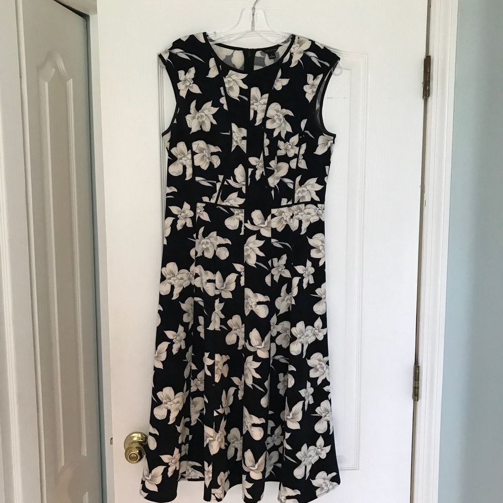 Ann Taylor Size 6 Black/White/Navy Dress
