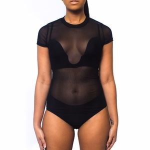 Sheer short sleeve bodysuit