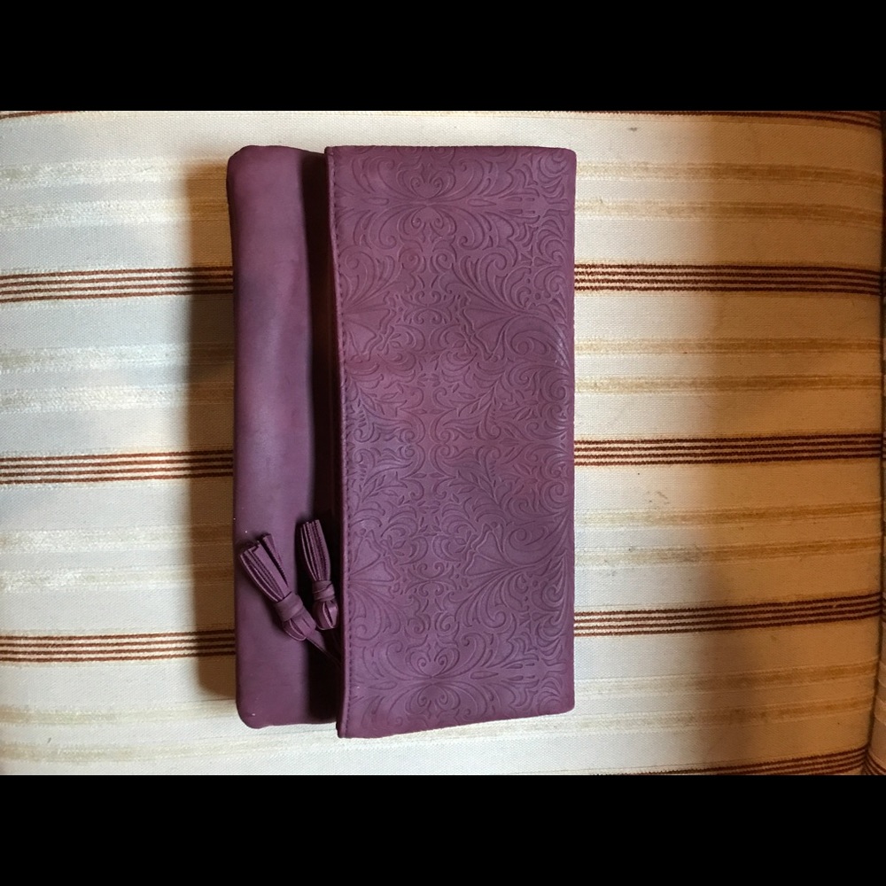 Maroon fold over clutch