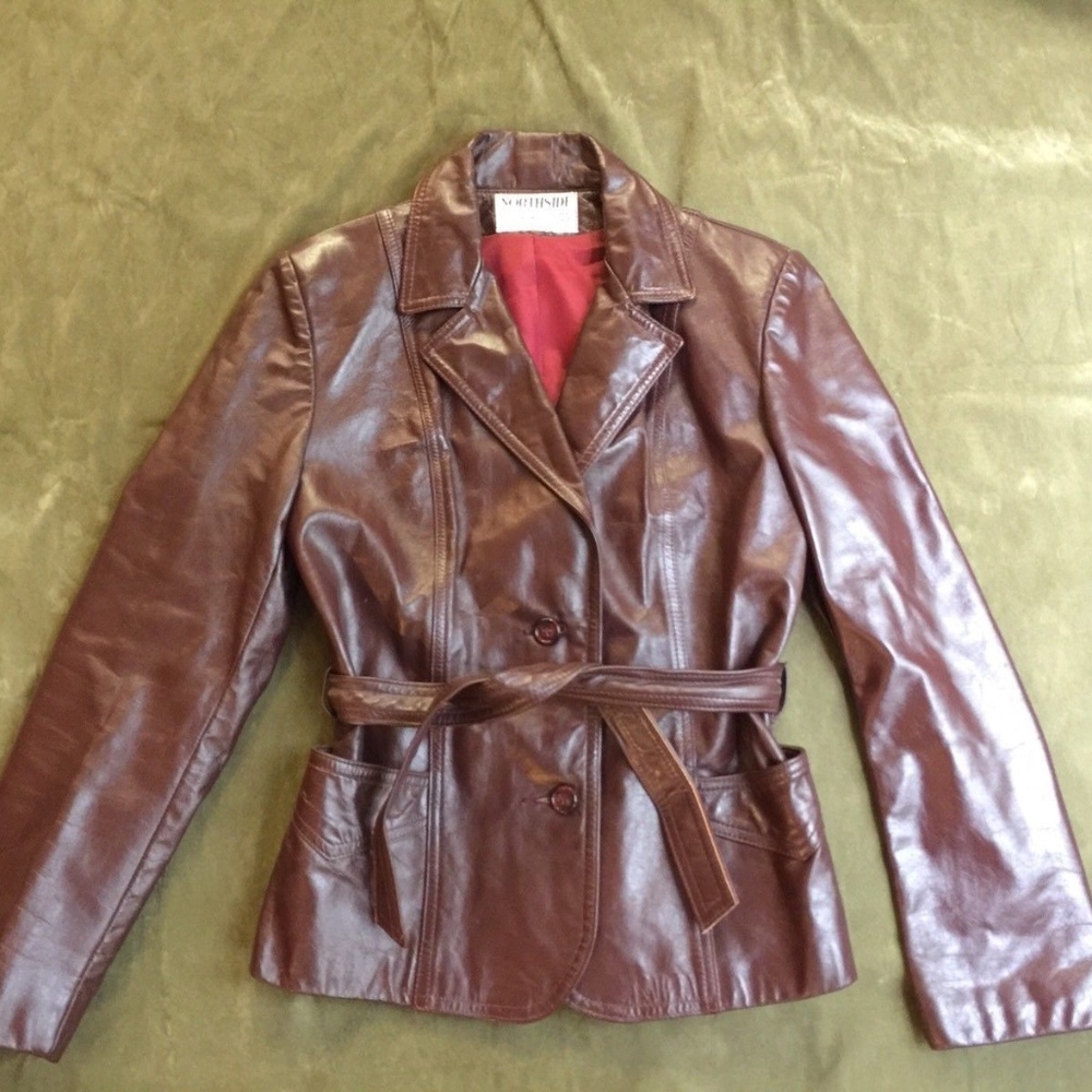 Vintage Leather Jacket (Brown/Mahogany, Belted)