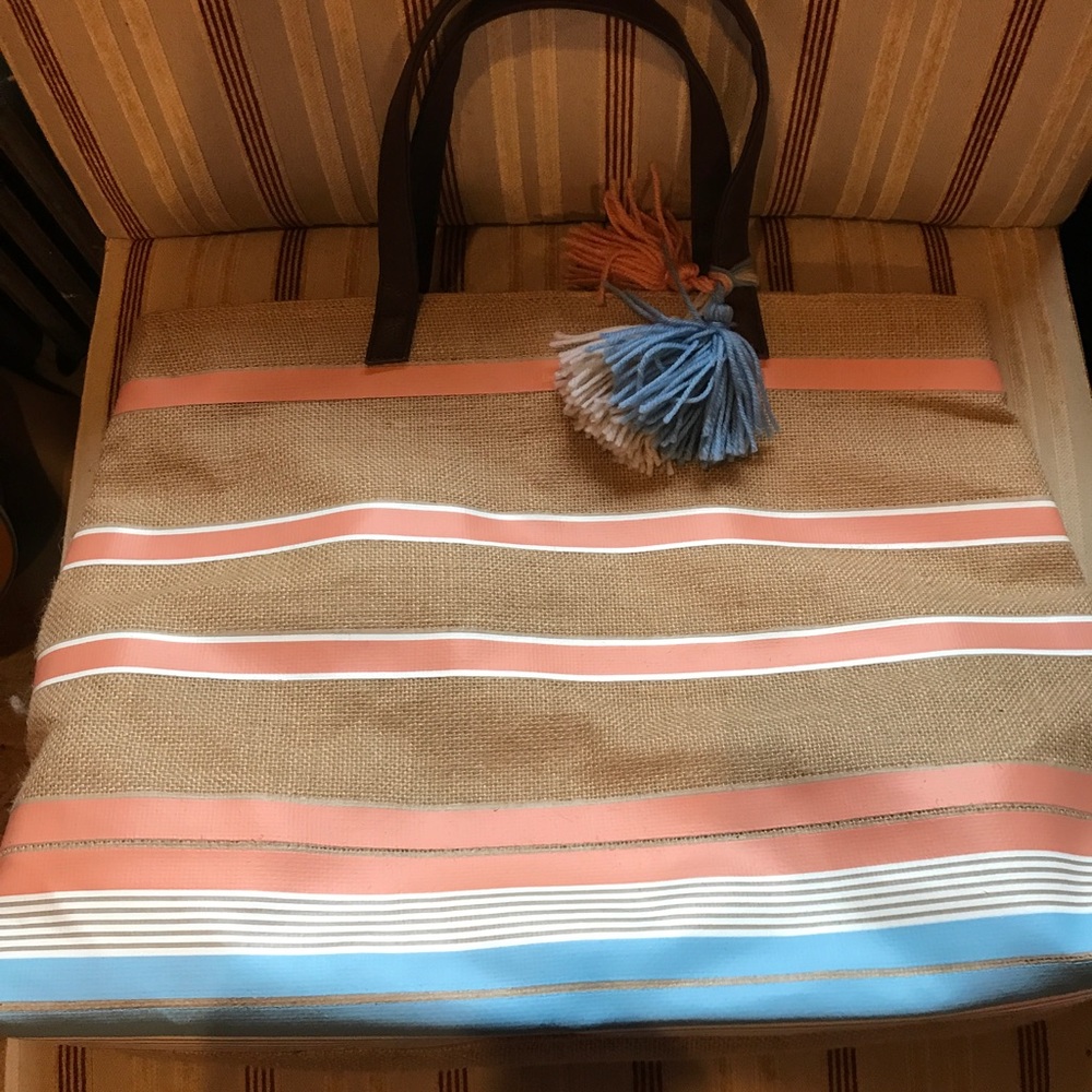 Burlap beach bag