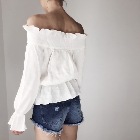 Ruffle off shoulder top. - Picture 3 of 4
