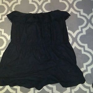 Black strapless romper