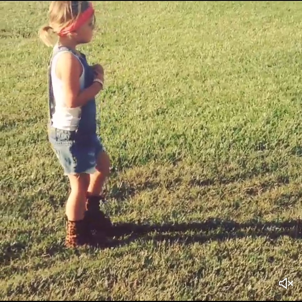 Kids 7/8 Denim Heart Overalls