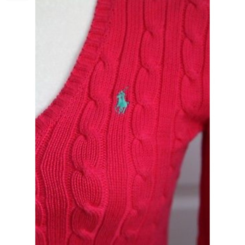 Ralph Lauren Sport Pink Cable Knit XS PO Sweater