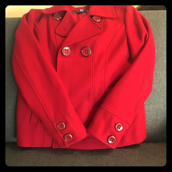 Red Coat w Red and Silver Buttons - Picture 1 of 4