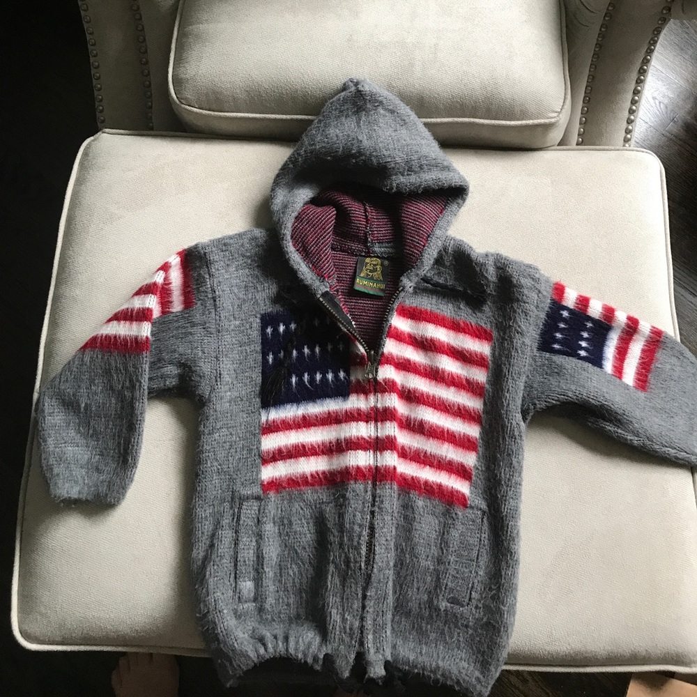 American flag zip up sweater NWOT