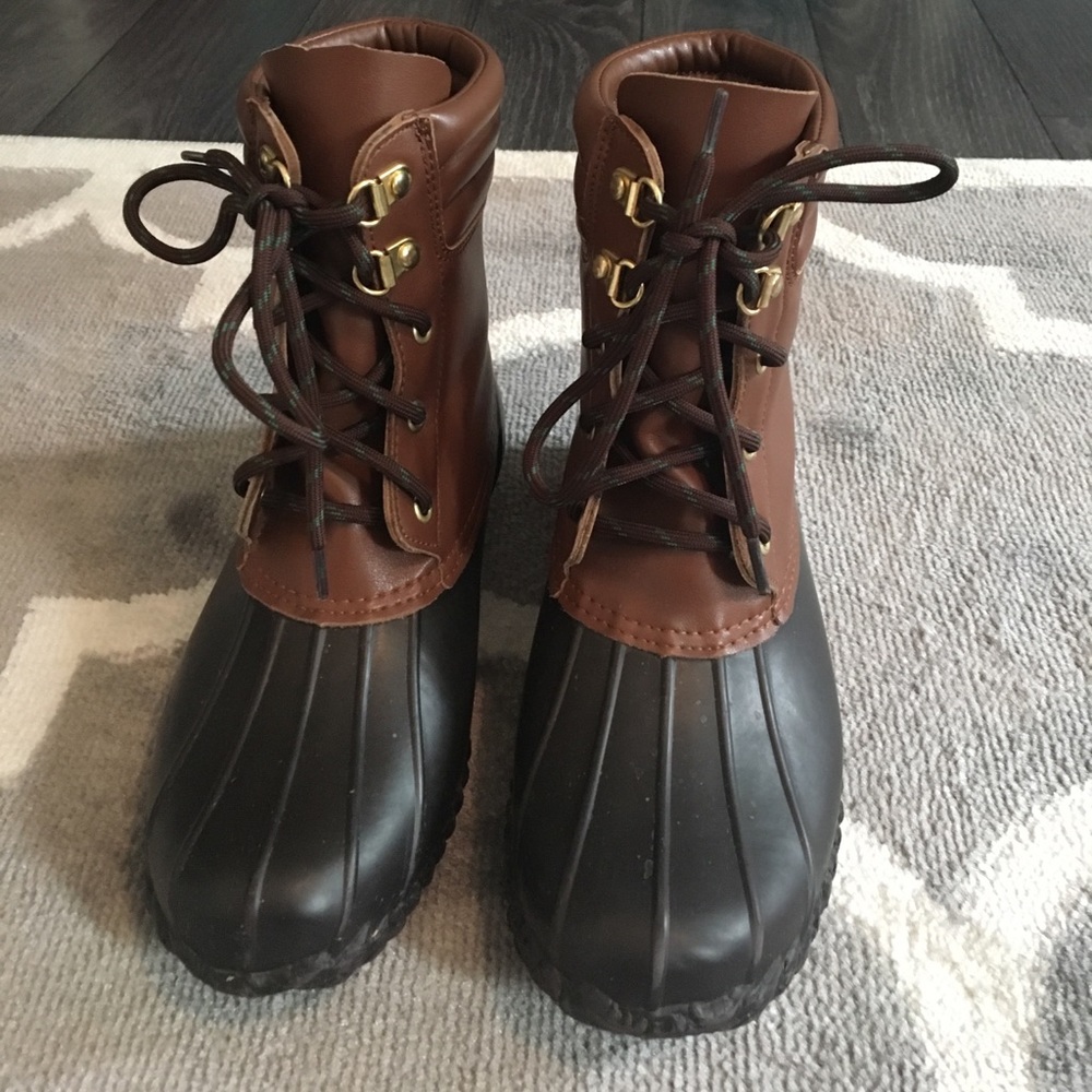 Brown duck boots