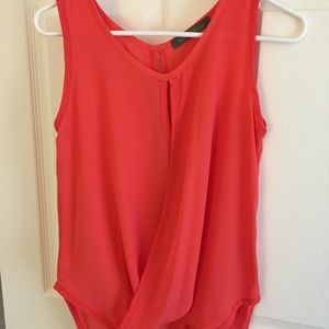 Sheer, wrap tank. Fits like a high/low top.