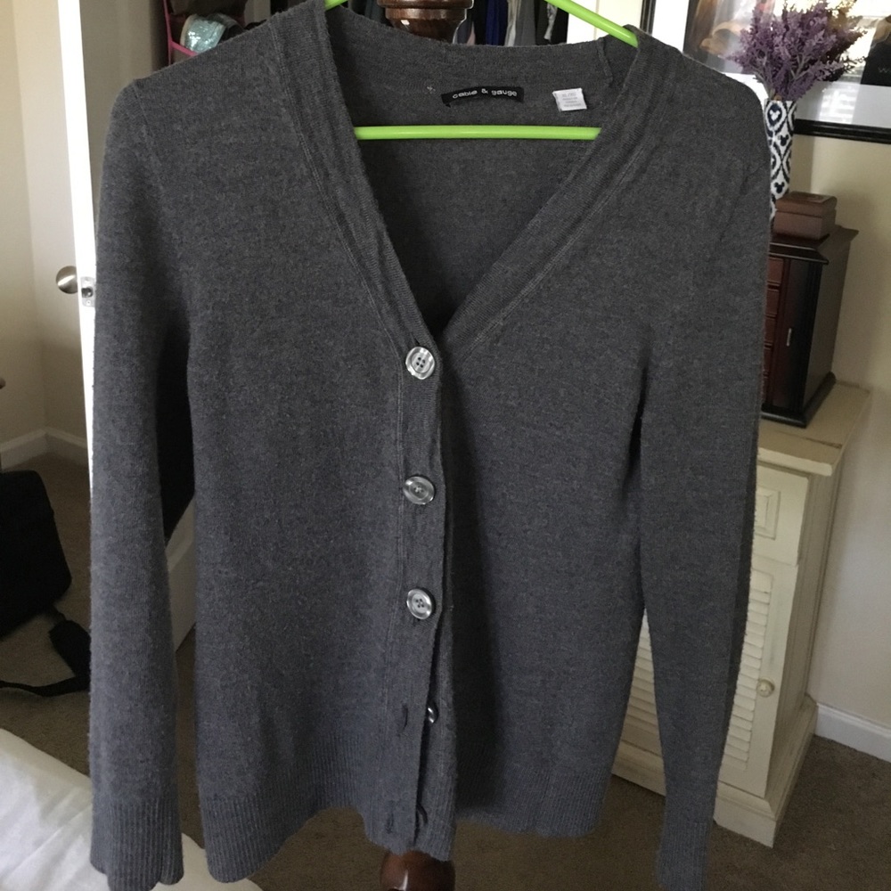 100% wool dark grey cardigan