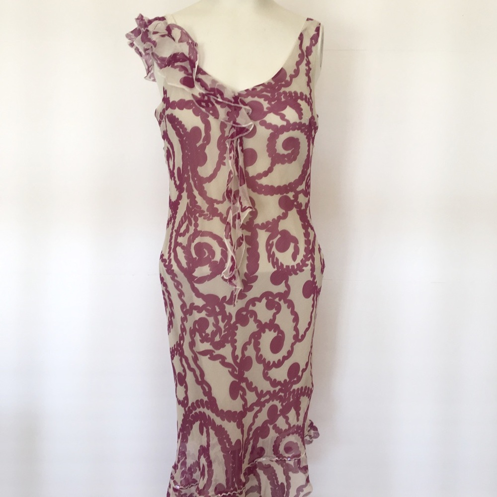 Sisley Silk Paisley Print Purple Dress