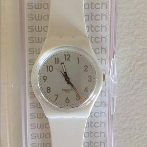 Swatch, white and gold watch
