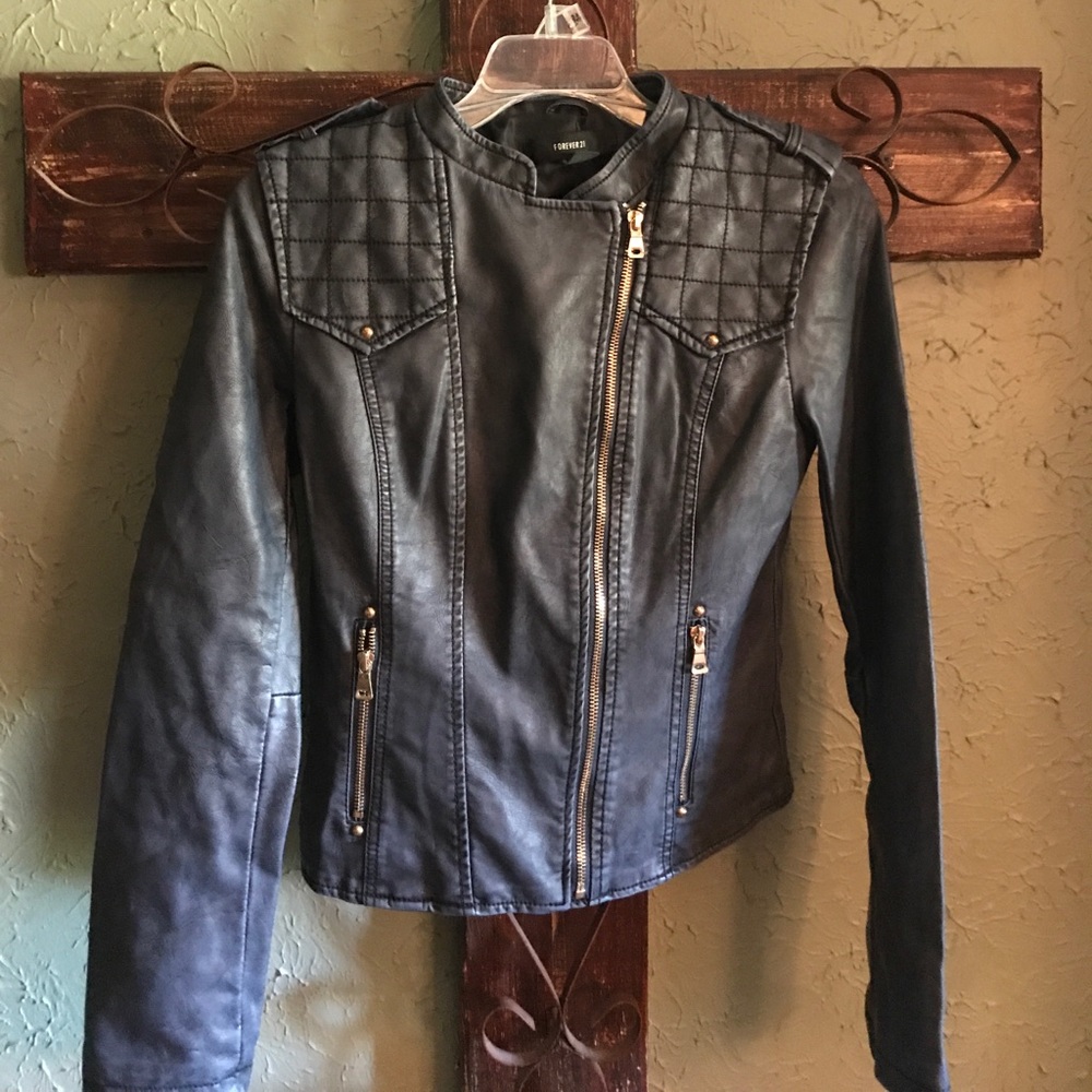 Blue faux leather jacket