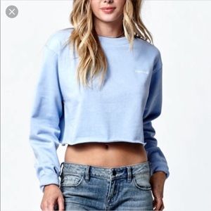 PACSUN “BLESSED” BABY BLUE CROPPED SWEATER