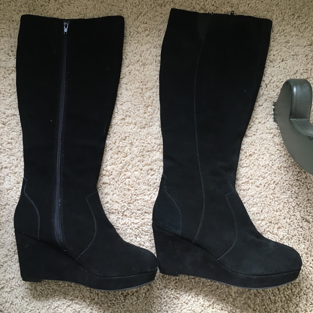 Suede wedge  - wide calf - fits 9 1/2 or 10