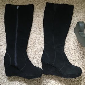 Suede wedge  - wide calf - fits 9 1/2 or 10