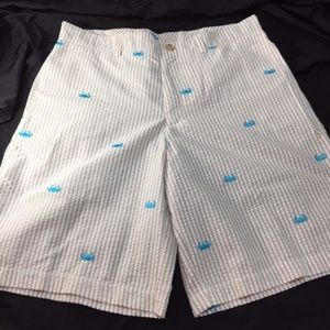 Mens Golf Shorts Embroidered Crabs 34 Waist