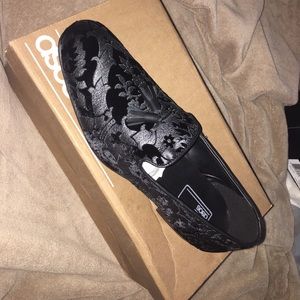 ASOS Black loafer shoe with tassels.