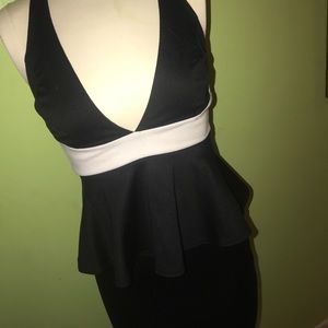Black & white peplum dress