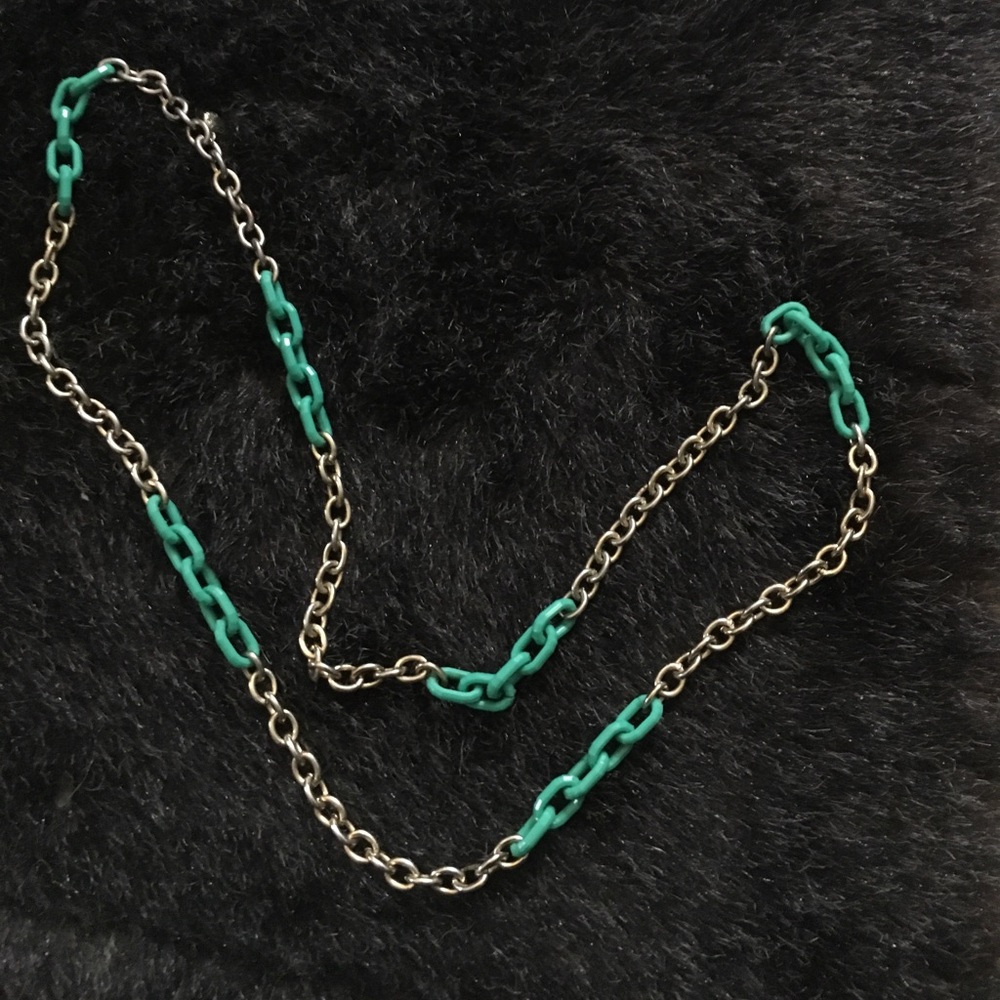 J. Crew turquoise and gold link chain necklace