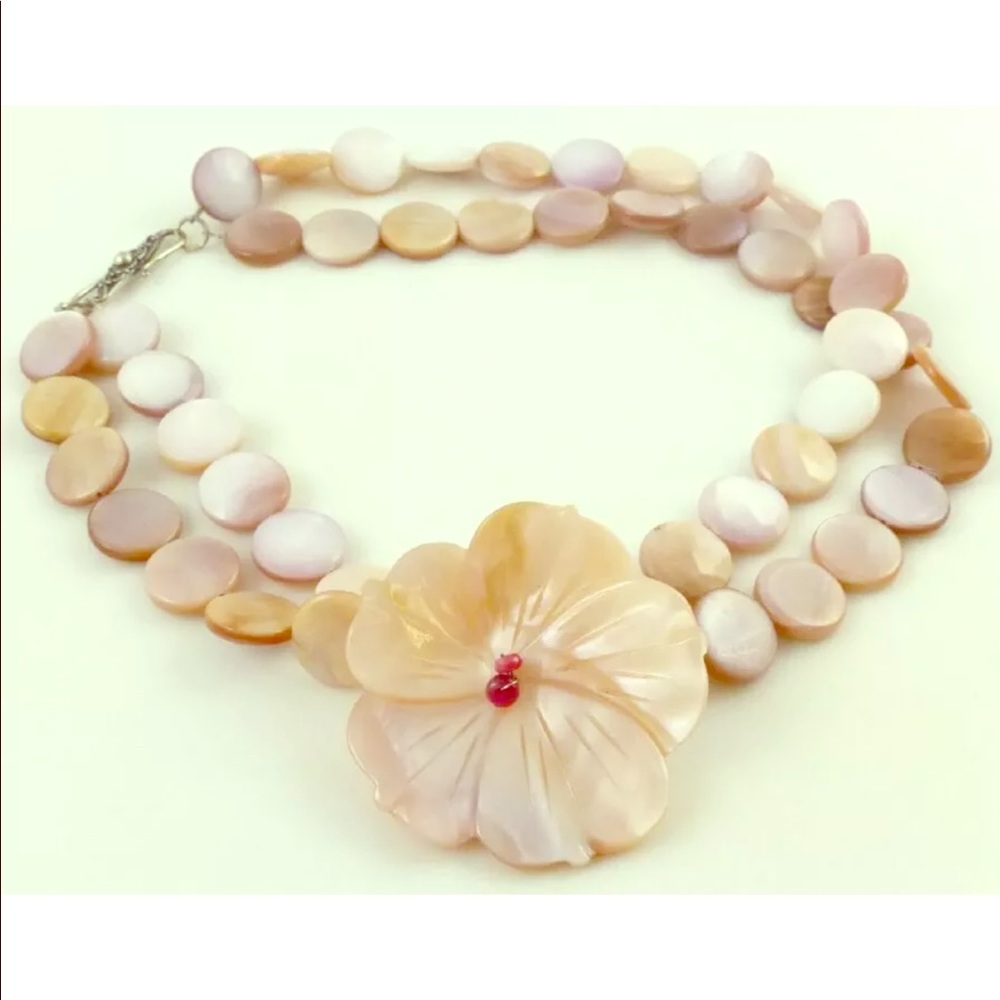 Red Ruby Pink MOP Double Strand necklace