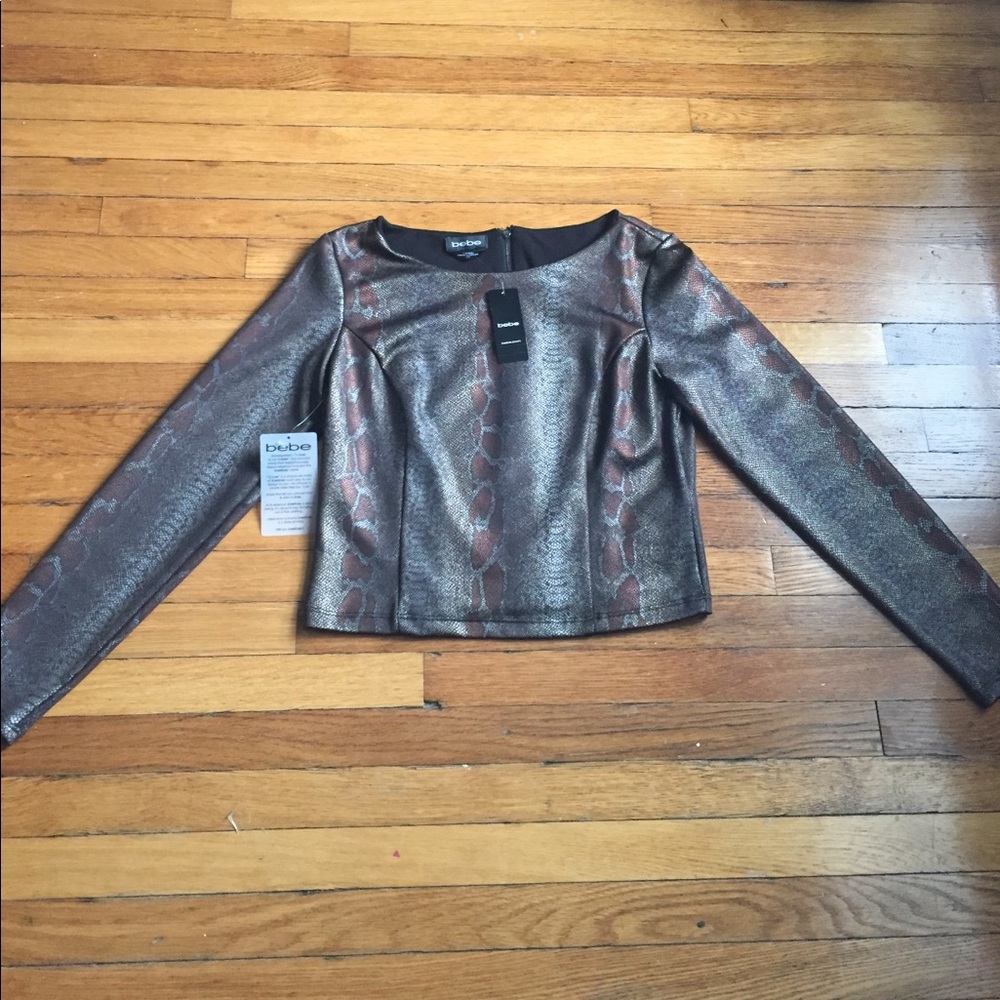 Bebe Faux Snake Crop Top -L NWT 🎄