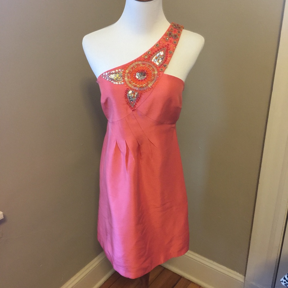 Tibi Silk One-Shoulder Dress with Beaded Strap 4
