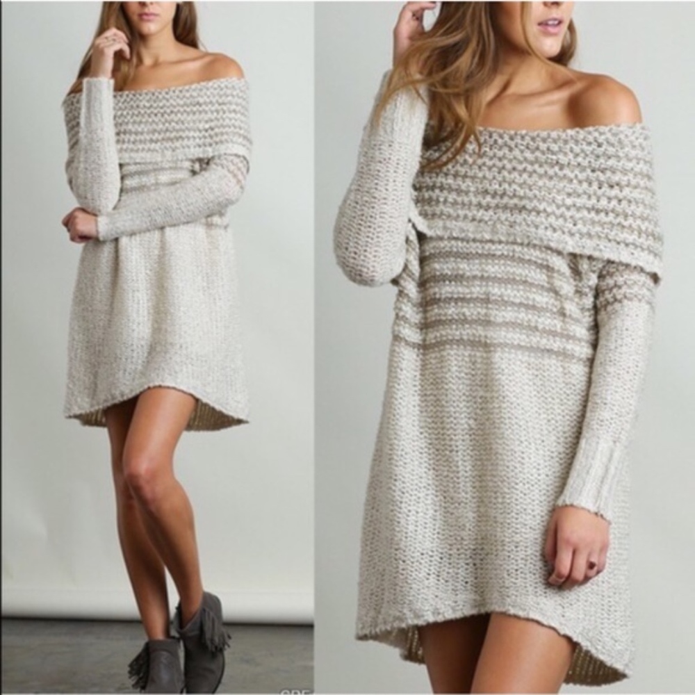 DARBY off shoulder knit dress - CHARCOAL - Picture 3 of 3