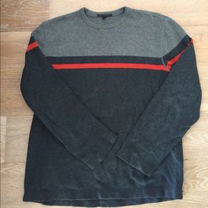 Grey Block-Stripe Banana Republic Crew Sweater