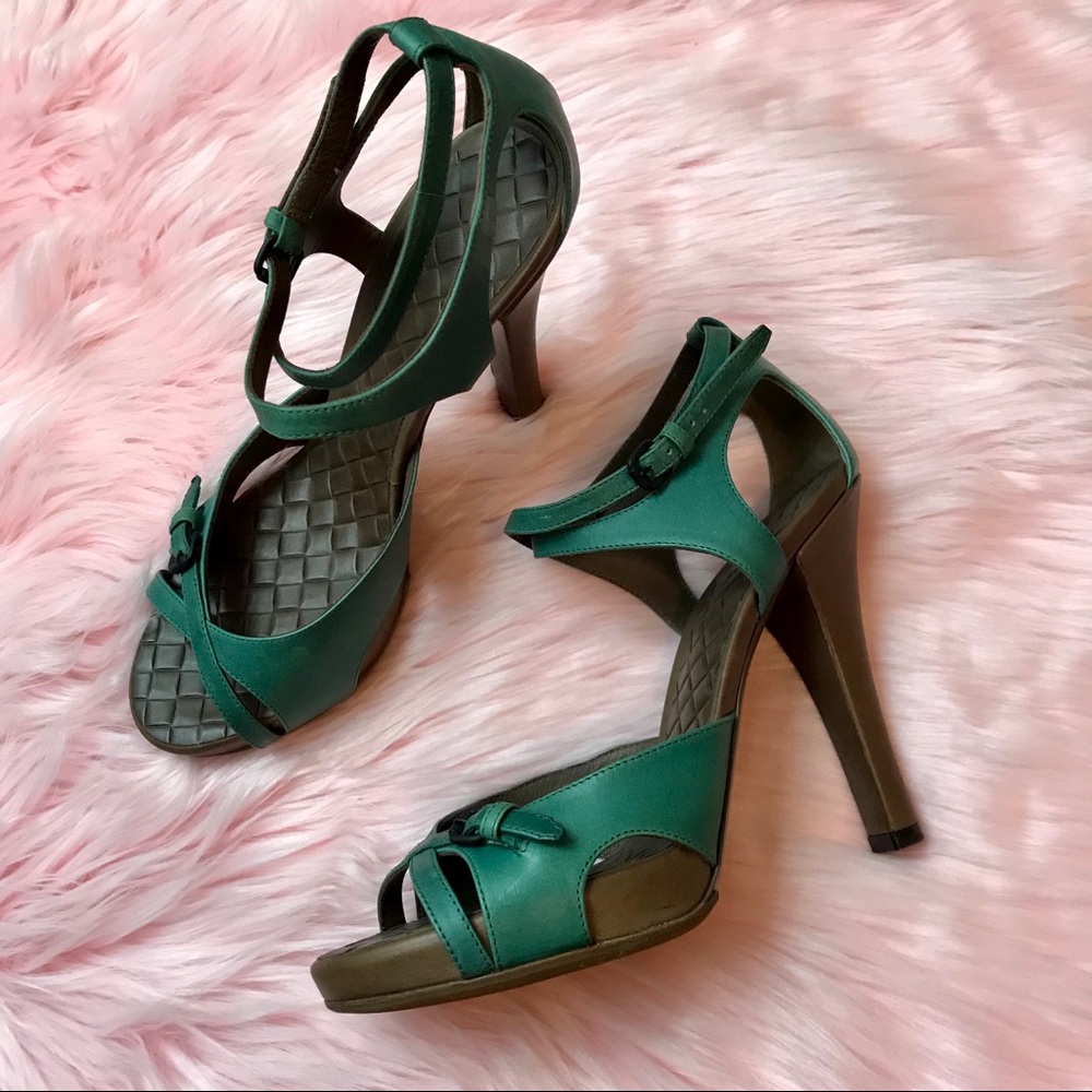 Bottega Veneta Green High-Heeled Sandals Fully leather Pumps - Picture 1 of 8