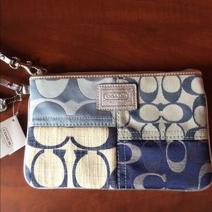 Coach Multi Denim Patchwork Wristlet