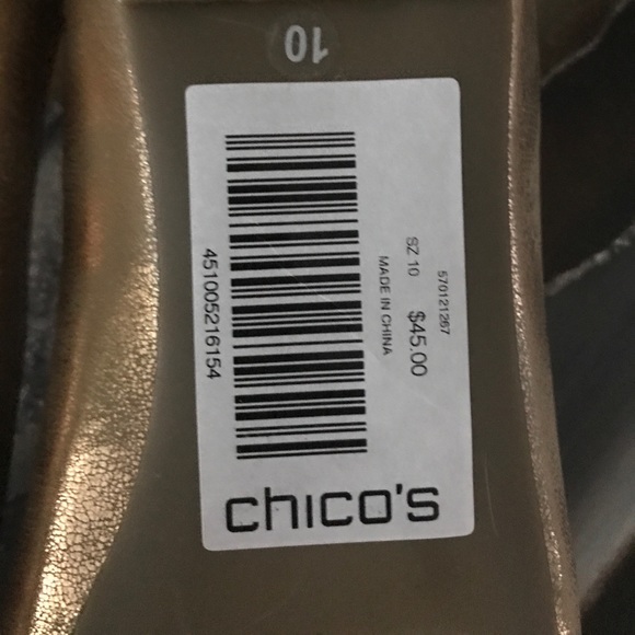 NWT Chico’s Gold-tone flat w faux lining. - Picture 6 of 6